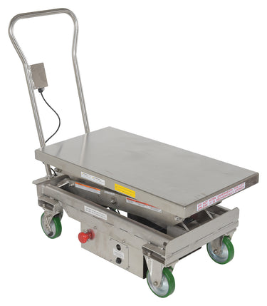 Stainless Steel 12V DC Double Cart 20-1/2 In. x 39-3/4 In. 1000 Lb. Capacity Silver